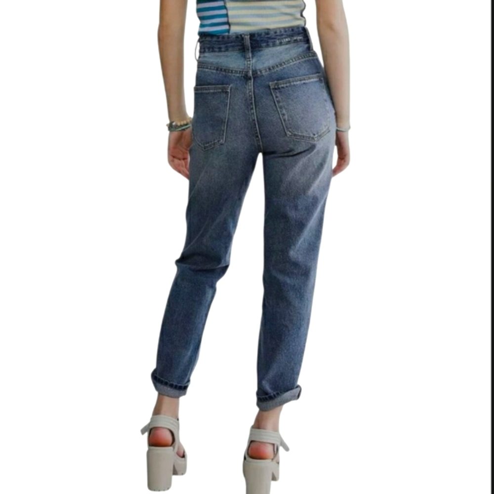 Gilded Intent Patchwork 90s Straight Denim Jeans … - image 2